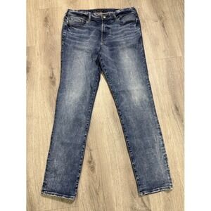 Express Jeans 34 (36) X 34 Slim Straight Fit Hyper Stretch Dark Wash Blue Denim